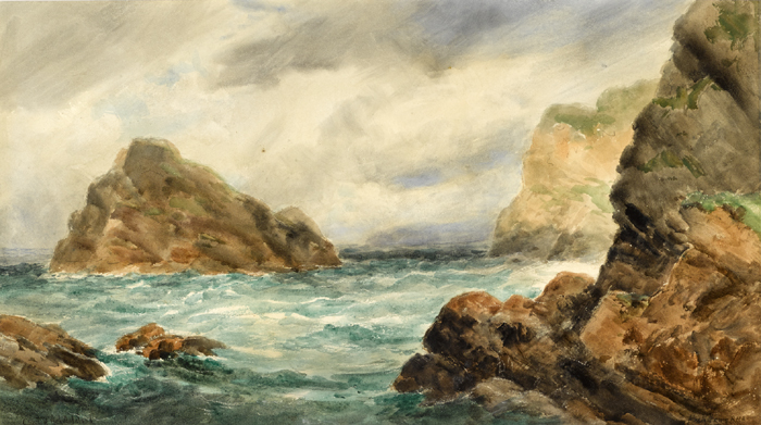 COAST OF ACHILL ISLAND, COUNTY MAYO and  THE NEEDLES, HOWTH, DUBLIN BAY by Alexander Williams RHA (1846-1930) at Whyte's Auctions