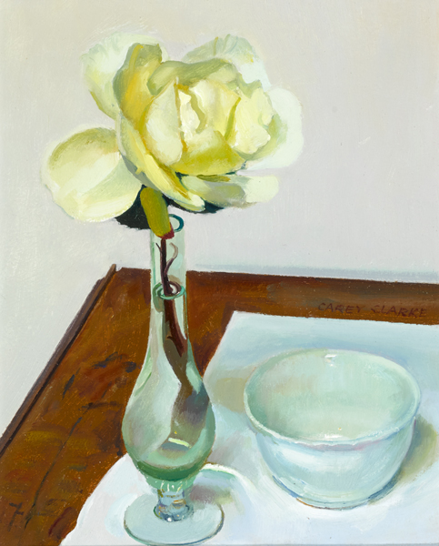 YELLOW ROSE AND WHITE BOWL by Carey Clarke sold for �380 at Whyte's Auctions