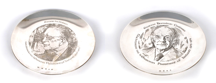 Erskine Childers and Eamon de Valera silver commemorative plates at Whyte's Auctions