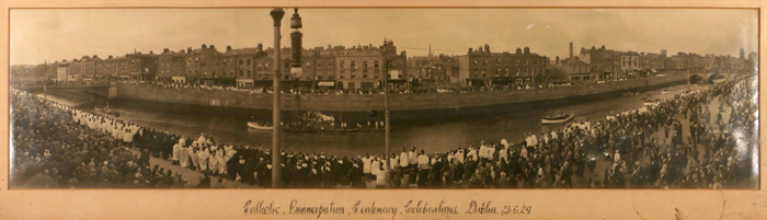 1929 (23 June) Catholic Emancipation Centenary Celebrations Dublin. A panoramic photograph of the scene along the River Liffey. at Whyte's Auctions