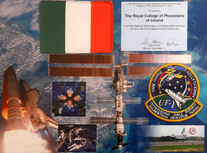 Space flown Irish flag and crew patch. at Whyte's Auctions