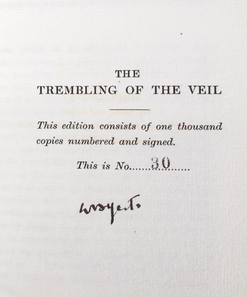 William Butler Yeats, The Trembling of the Veil, limited edition signed. at Whyte's Auctions