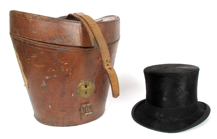 Early 20th century silk top hat in travel case. at Whyte's Auctions