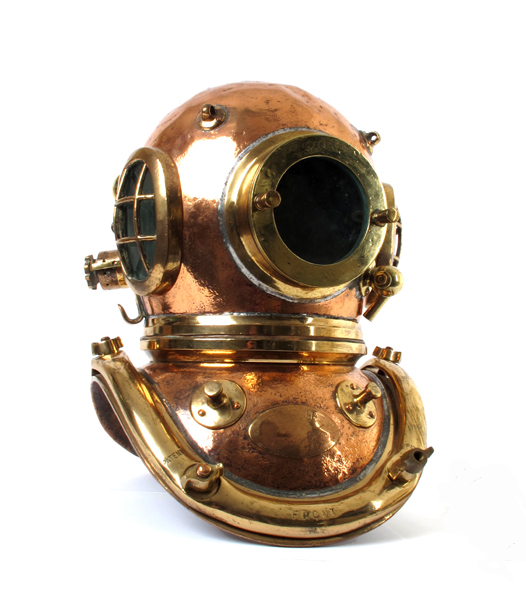 A Siebe-Gorman diver's outfit incorporating a six-bolt Admiralty-pattern copper and brass helmet. at Whyte's Auctions