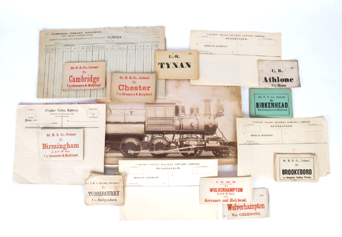 Railway and motoring memorabilia including ephemera relating to Clogher Valley Railway at Whyte's Auctions