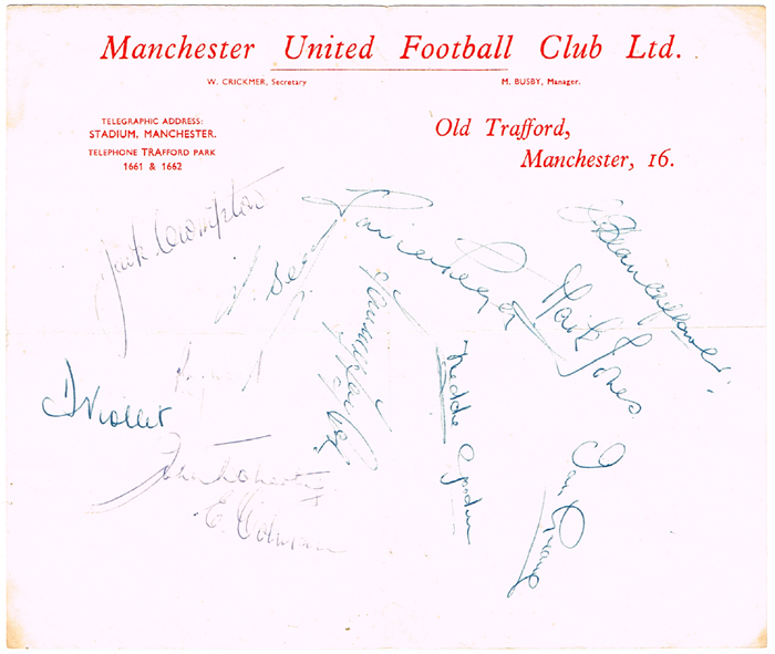 1950s Manchester United, Busby's Babes autographs at Whyte's Auctions