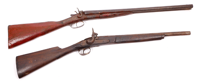 Early 20th century blacksmith modified percussion piece and shotgun. at Whyte's Auctions