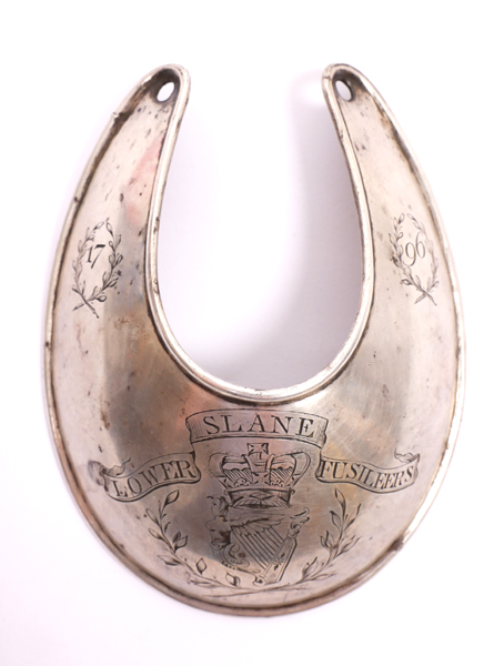 1796 Irish Volunteers officer's gorget, Lower Slane Fusiliers. at Whyte's Auctions