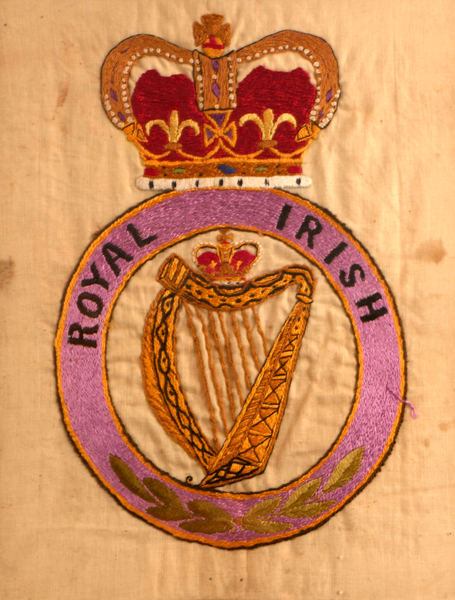 Early 20th century, Royal Irish Regiment, needlework panel. at Whyte's Auctions
