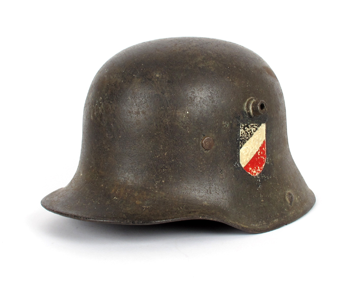 1933-1938 German Third Reich, M1917 double decal Leibstandarte Adolf Hitler SS helmet. at Whyte's Auctions