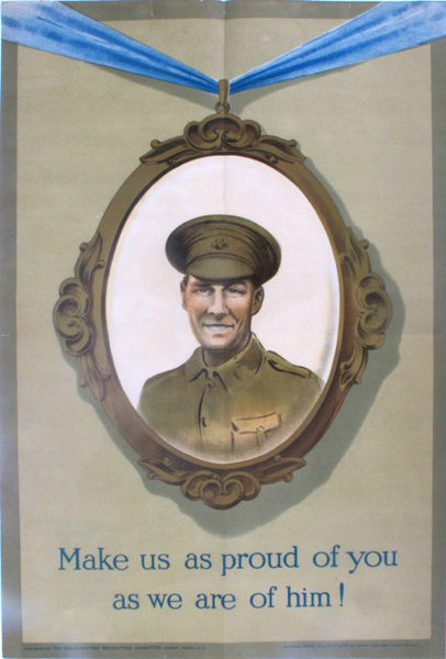 1914-18  Recruiting poster and an honourable discharge certificate to a Royal Dublin Fusilier. at Whyte's Auctions