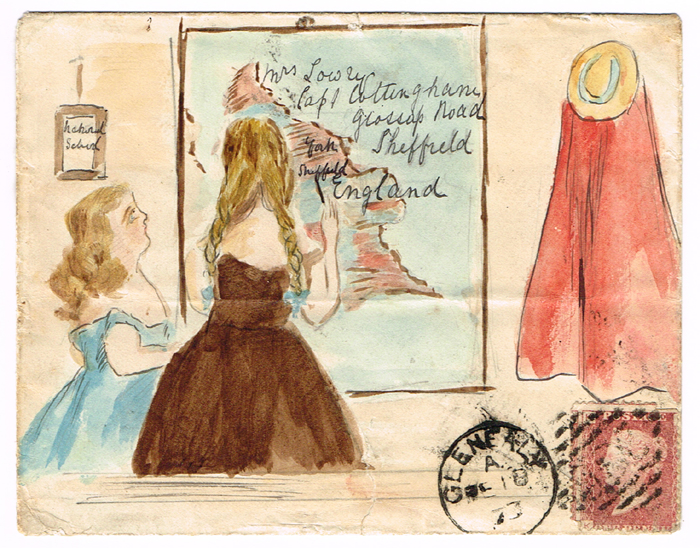 1873 hand painted illustrated envelope with penny red tied Glenealy duplex cancel. at Whyte's Auctions