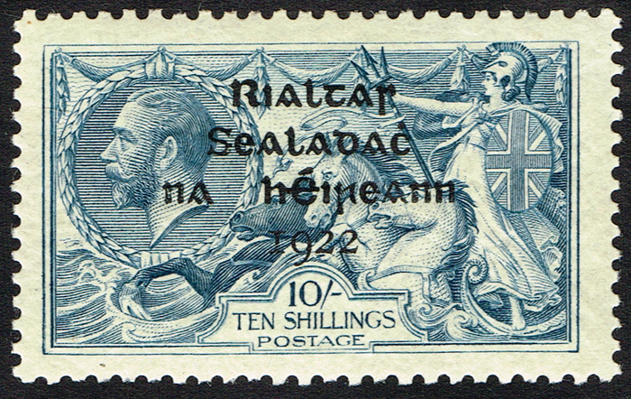 Stamps. Ireland. 1922 Thom Rialtas 4-line overprint on ten shillings, mint. at Whyte's Auctions