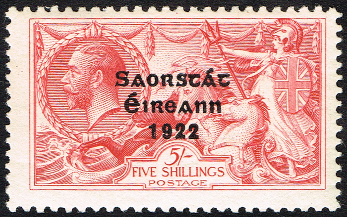Stamps. Ireland.  1922 Saorstt 3-line overprints on five shillings and ten shillings. at Whyte's Auctions