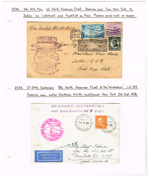 1936 (6-14 May) mail carried on the Hindenburg Zeppelin airship to Dublin. at Whyte's Auctions