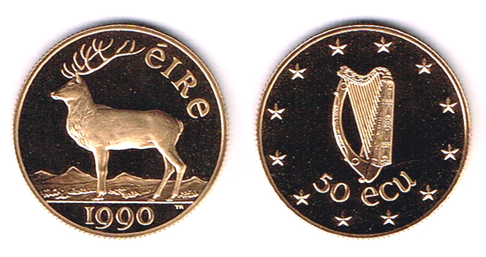Ireland. 1990 ECU proof set in gold and silver. at Whyte's Auctions