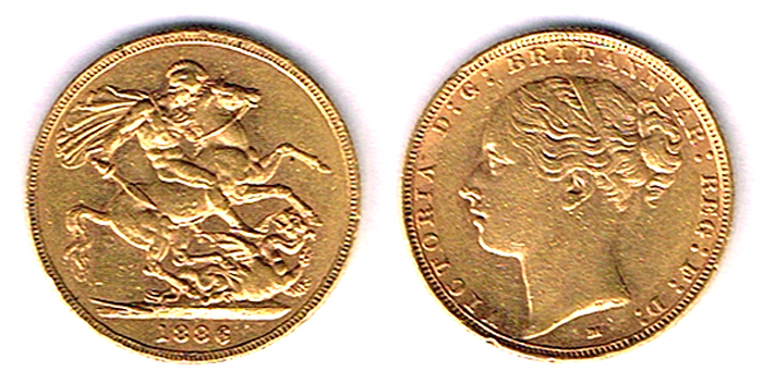 GB Victoria gold sovereigns, young head, Australian mint marks, 1878, 1884 and 1886. at Whyte's Auctions