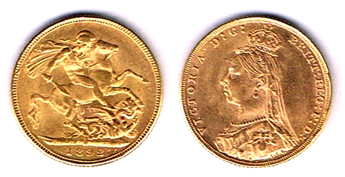 GB. Victoria gold sovereigns, Jubilee head, 1891 and 1892. at Whyte's Auctions