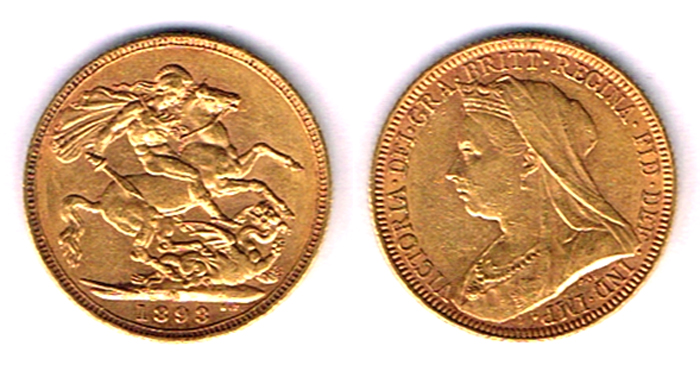 GB Victoria gold sovereigns, old head, 1893, 1897 and 1900. at Whyte's Auctions