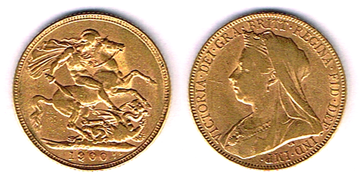 GB. Victoria gold sovereigns, 2, both old head, 1900. at Whyte's Auctions