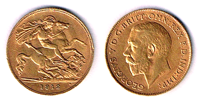 GB. Gold half sovereigns collection of five. at Whyte's Auctions