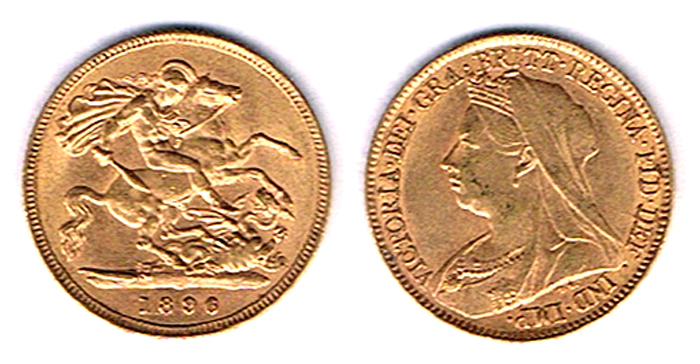 GB. Gold half sovereigns 1896 and 1903 and South Africa gold half pond 1895. at Whyte's Auctions