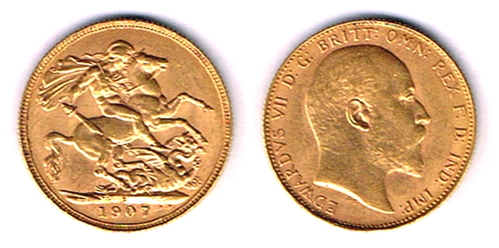 GB. Edward VII gold sovereigns, 1903, 1907, 1908 and 1910. at Whyte's Auctions
