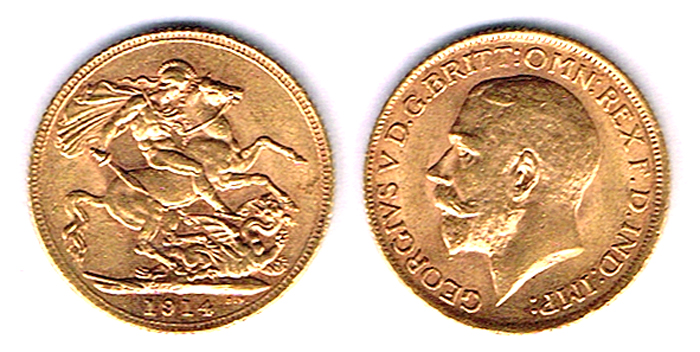 GB. George V gold sovereigns, 1911 and 1914. at Whyte's Auctions