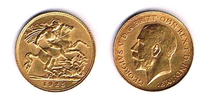 George VI half-sovereign, 1925. at Whyte's Auctions