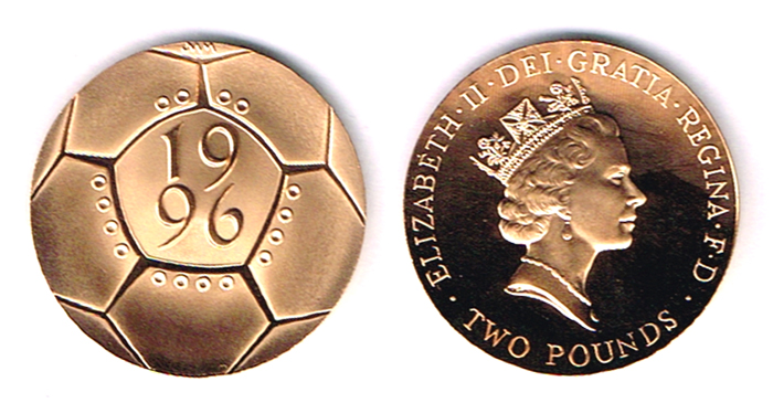 Elizabeth II gold proof two pounds 1996 Celebration of Football. at Whyte's Auctions