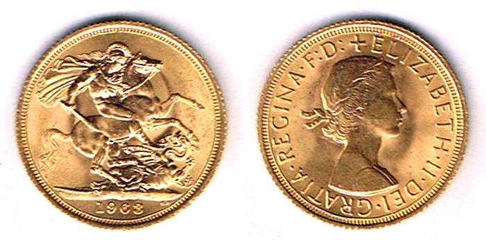 GB. Elizabeth II gold sovereigns, 1958, 1959, 1963, 1966 and 1968. at Whyte's Auctions
