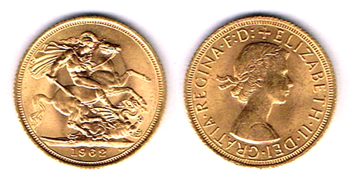 GB. Elizabeth II gold sovereigns, 1962, 1963, 1954, 1965, 1966. at Whyte's Auctions