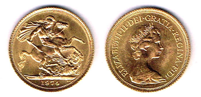 GB. Elizabeth II gold sovereigns, 1968, 1974, 1976, 1978. at Whyte's Auctions