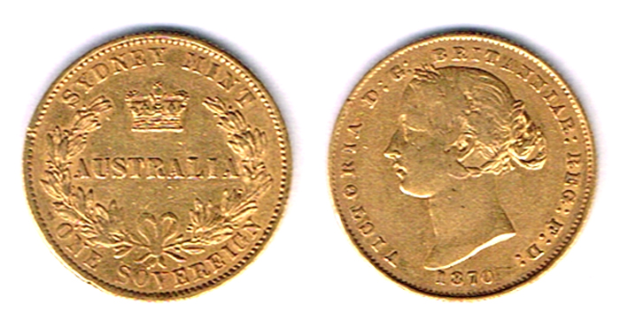 Australia. Gold sovereign, 1870. at Whyte's Auctions