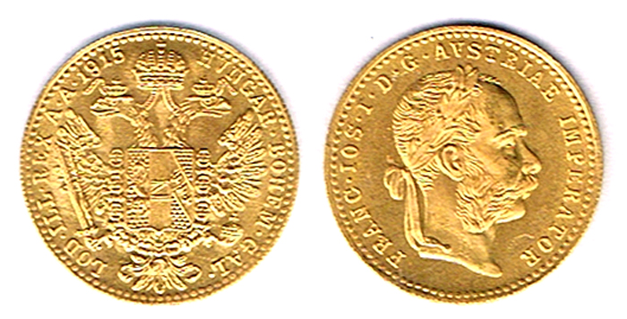 Austria. Gold one ducat, 1915 restrike. at Whyte's Auctions