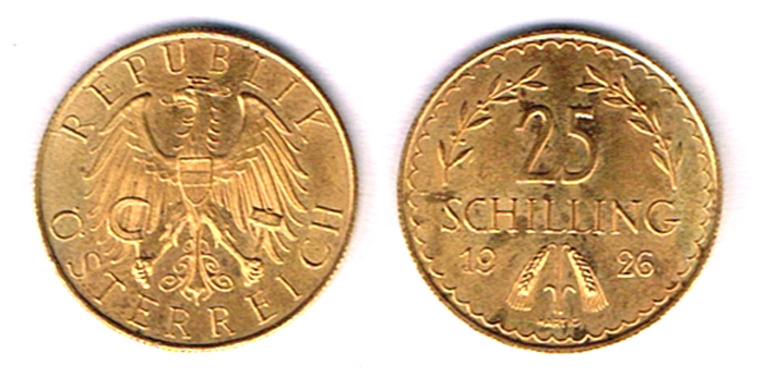 Austria. Gold twenty-five schilling, 1926, 1927 and 1928. at Whyte's Auctions