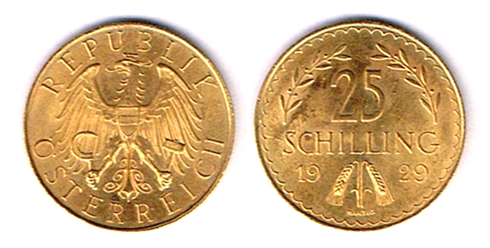 Austria. Gold twenty-five schillings, 1929. at Whyte's Auctions