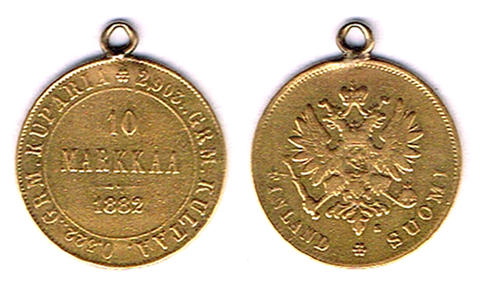 Finland.  Gold ten marks, 1882. at Whyte's Auctions