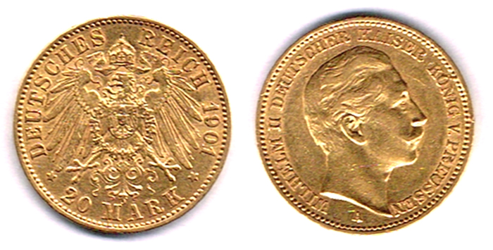 Germany. Wilhelm II gold twenty marks, 1901. at Whyte's Auctions