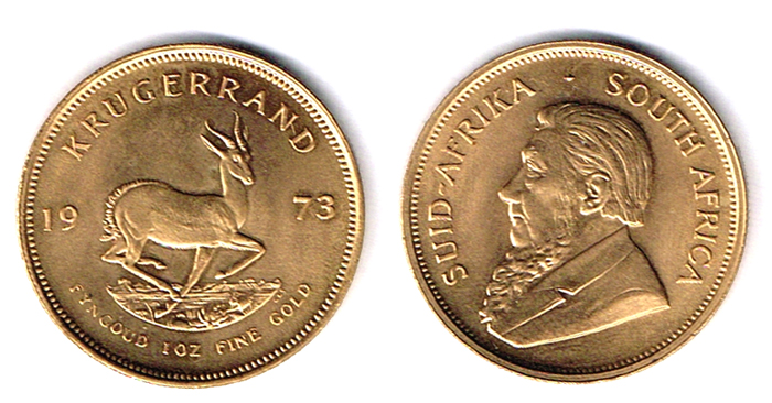 South Africa. Gold Krugerrand, 1973. at Whyte's Auctions