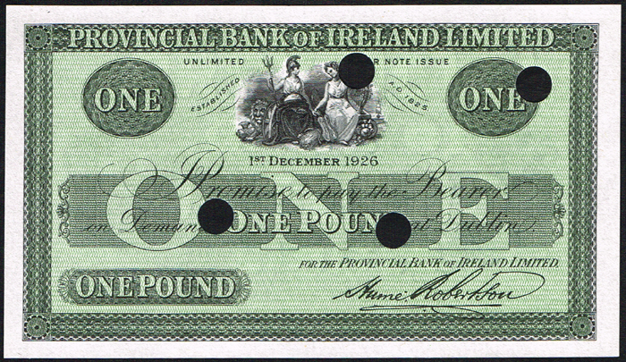 Provincial Bank of Ireland One Pound 1st December 1926. at Whyte's Auctions
