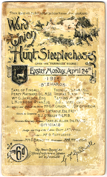 1916 (April 24) Easter Monday Races at Fairyhouse, race card. at Whyte's Auctions