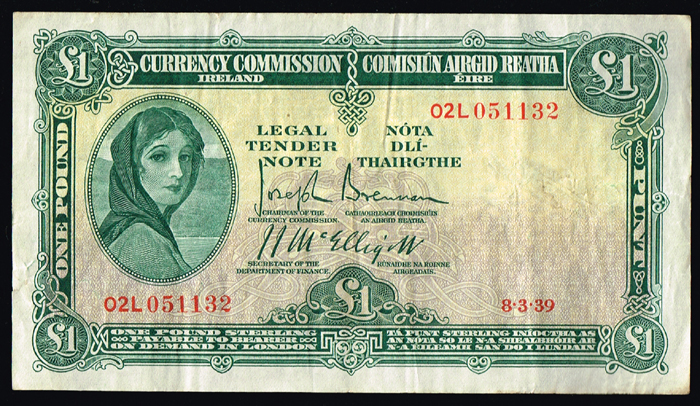 Currency Commission 'Lady Lavery' One Pound 1930s at Whyte's Auctions
