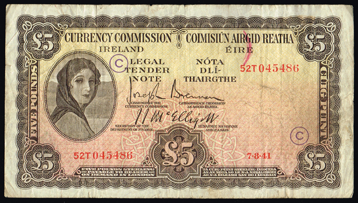 Currency Commission 'Lady Lavery' Five Pounds War Codes at Whyte's Auctions