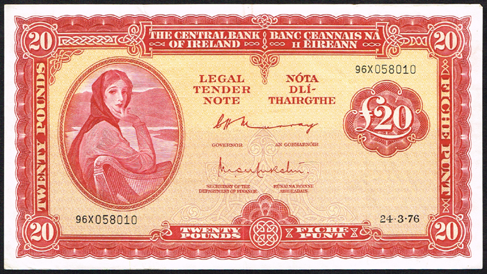 Central Bank 'Lady Lavery' Twenty Pounds and Five Pounds 1969-76 at Whyte's Auctions