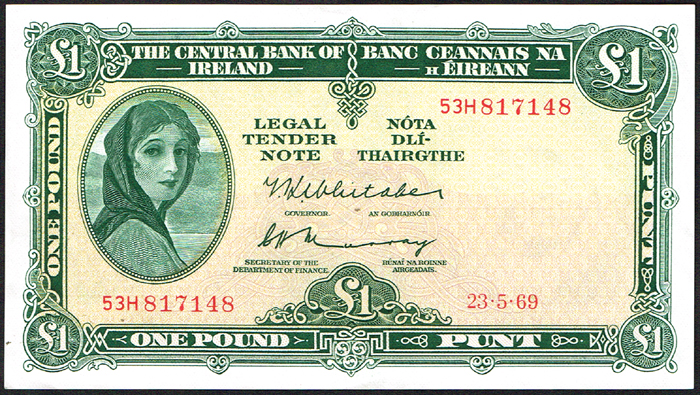 Central Bank 'Lady Lavery' One Pound collection 1969 at Whyte's Auctions