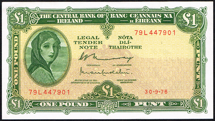 Central Bank 'Lady Lavery' One Pound collection 30-9-76 at Whyte's Auctions
