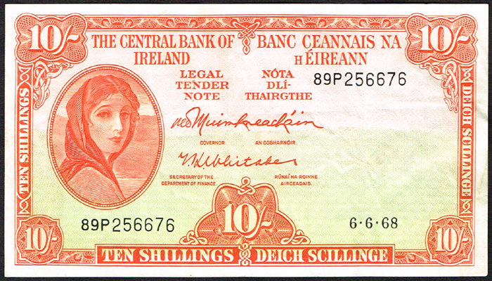 Central Bank 'Lady Lavery' Ten Shillings collection 1968 at Whyte's Auctions