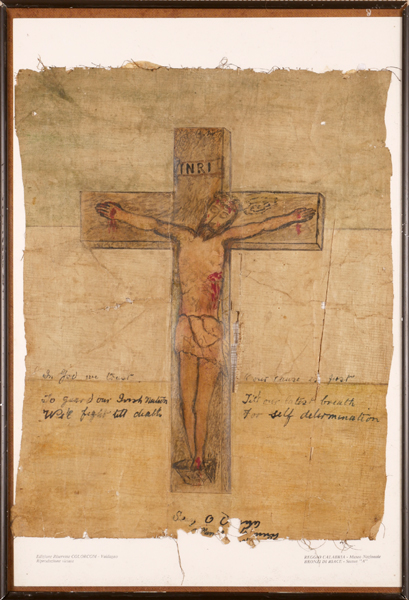 1916-21 prisoner art - Crucifixion on tricolour flag. at Whyte's Auctions