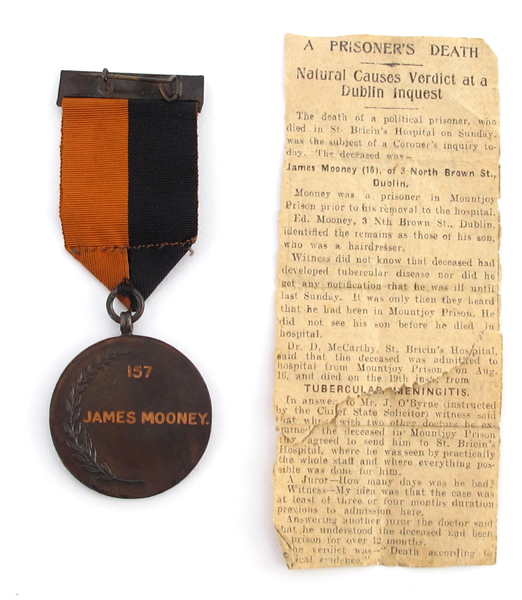 1917-1921 War of Independence service medal named to James Mooney, Adjutant, A Coy, 1st Battalion, 1st Dublin Brigade. at Whyte's Auctions